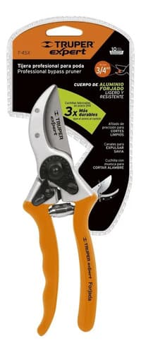 Tijera 8'' Para Podar Jardín De Aluminio Forjado Profesional Truper Expert Naranja Claro