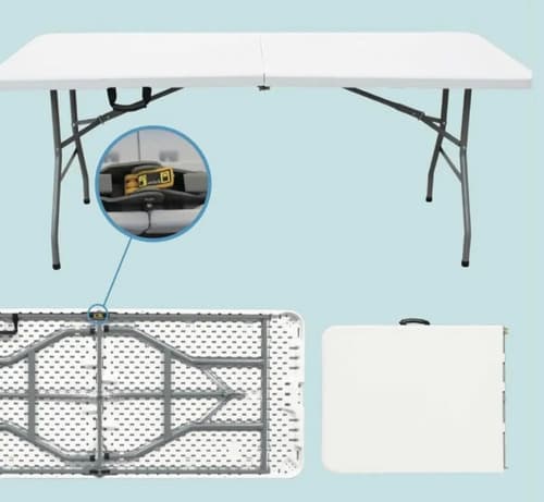 Mesa Plegable Valija 180 Exterior Interior Blanco