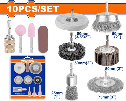 Set X10 Accesorios De Pulido Y Desbaste Wadfow Wpg0110 Azul