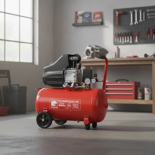 Compresor 2.5hp 50 Lts Equus, 24 Meses De Garantia Rojo 220v Monofásica