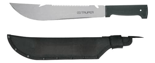 Machete Rambo 12' Cacha Inyectada Negra, Con Funda, Truper