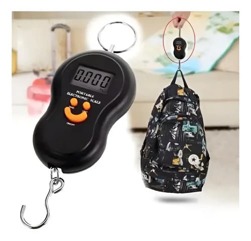 Balanza Digital Portátil De Mano Hasta 50 Kg. Valija Pesca Color Amarillo