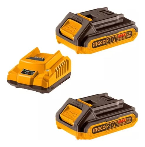 Taladro Atornillador Ingco Sin Escobillas Con 2 Baterías Y Cargador Amarillo