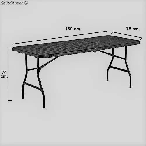 Mesa Plegable Tipo Valija 180 Cm Ratan Rattan Color Marrón