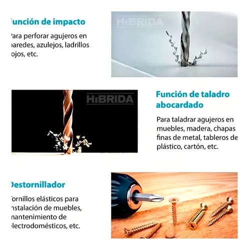 Taladro Atornillador Percutor 2bats + Extensor Flexible Color Naranja Claro Frecuencia 50-60 Hz 50 Hz X 60 Hz