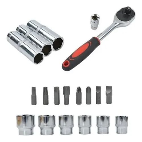 Caja Herramientas Set Kit Juego Dados Chicharra Llaves Corona 94 Piezas Tecnopro