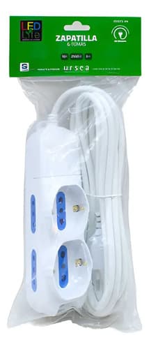 Zapatilla Alargue Led Life Con 2 Tomas Schuko Y Cable De 3m Blanco