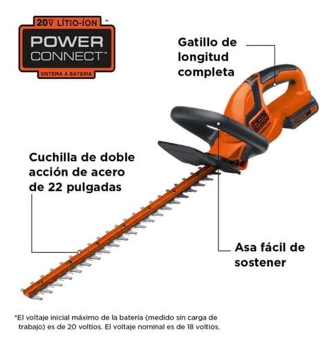 Cortasetos Inalámbrico 20v Lht2220-b2c Black+decker Color Naranja