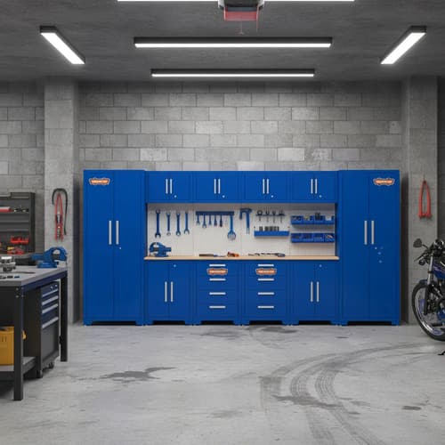 Gabinete Modular Taller De Trabajo 3900x472x1925mm C 4 Gabin Azul