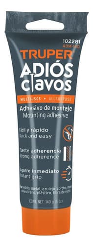 Adhesivo De Montaje Adios Clavos Truper 140gr
