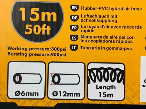 Compresor De Aire Ingco 50 Litros + 15 Mts Manguera + Kit Naranja Claro 220v Monofásica