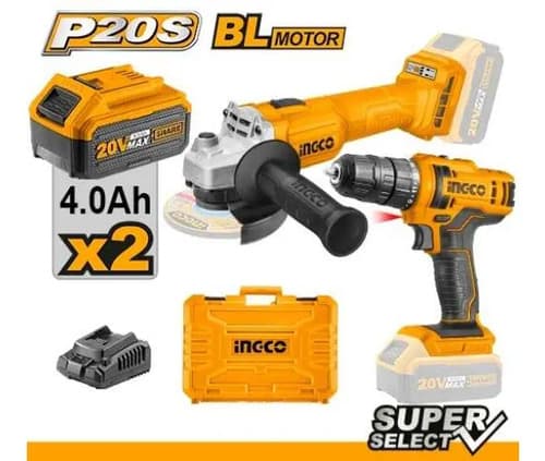 Kit Atornillador Amoladora 20v Bateria Ingco Ckli20157 Naranja Claro 50/60hz