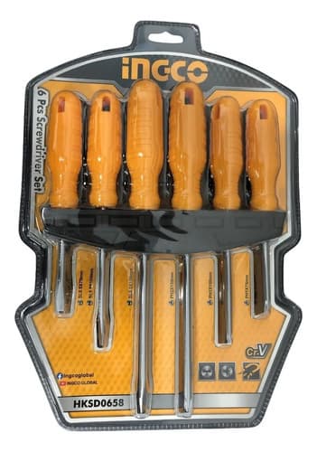 Set De Destornilladores Ingco Con 6 Piezas Y Mango Ergonómico