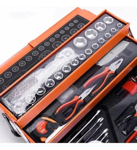 Caja De Herramientas Generac Set 85 Pieza Plegable 5 Niveles Metal Color Naranja