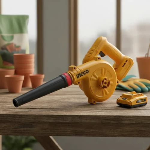 Sopladora Ingco A Batería 20v Kit Completo 2 Bat + Cargador Naranja Claro