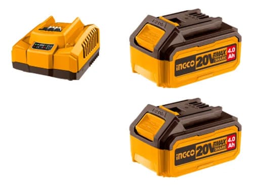 Set X 2 Baterias 20v 4amp + 1 Cargador Ingco Fbcpk1424