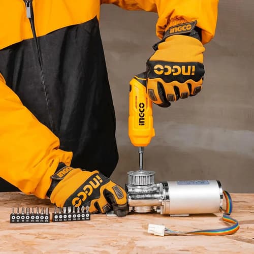 Atornillador Inalámbrico Ajustable Con Accesorios Ingco Naranja Claro
