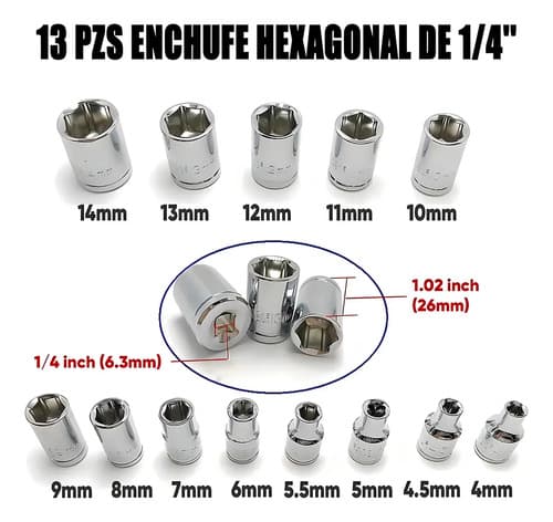 Set Dados Maradodiez 46 Piezas Acero Cromo Vanadio Con Llave Carraca Rojo