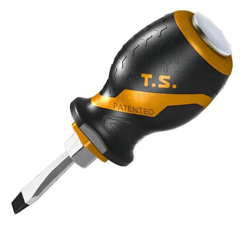 Destornillador Plano De Impacto Tolsen Con Punta Magnética Y Mango Ergonómico