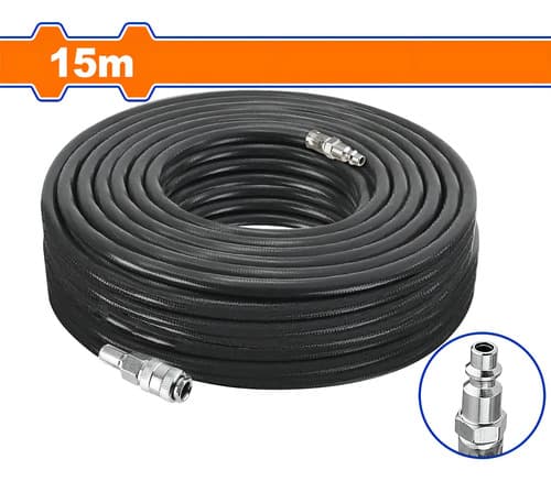 Manguera Goma Para Compresor 15m 1/4 Npt Wadfow Uwqg2e15 Ff Color Negro