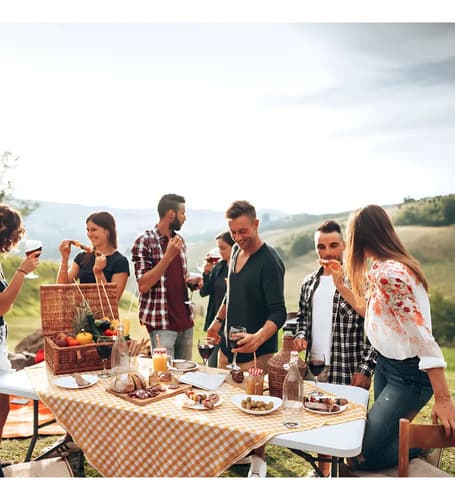 Mesa Plegable Picnic Con Asa Portátil 1,80mts Camping Catering Plastica Blanco