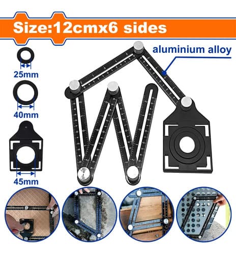 Regla Plegable Ajustable 6 Piezas Aluminio Wadfow Wsr5601 Negro