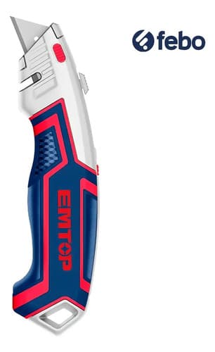 Cutter De Seguridad Emtop Esnkt6118 Color Plateado - 1 Unidad