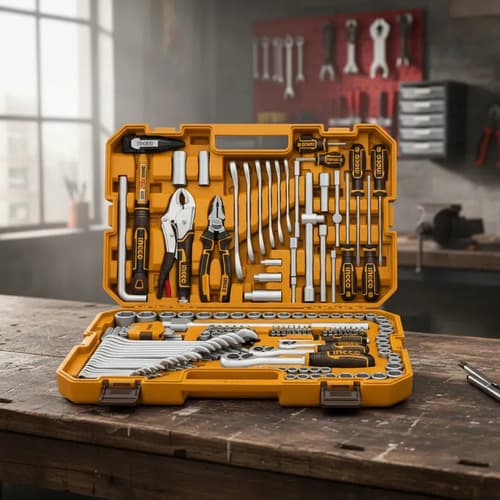 Kit De 165 Herramientas Combinadas Ingco Hkthp51658 Amarillo