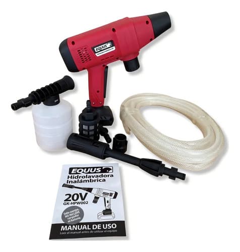 Hidrolavadora Equus Inalambrica + Cragador 20v + Bateria 2.0 Rojo