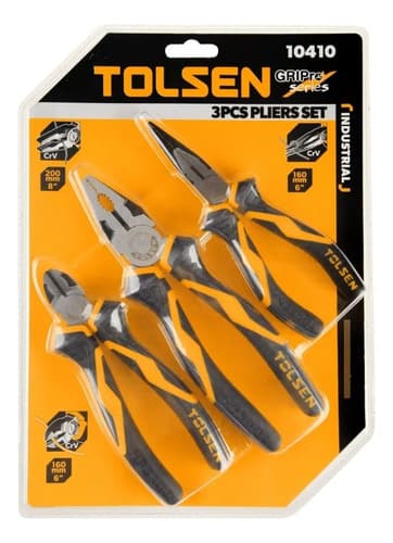 Set De Alicates Tolsen De 3 Piezas Con Mango Antideslizante