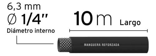 Manguera Compresor Alta Presión 1/4 Hule 300psi 10 Mt Truper Color Negro