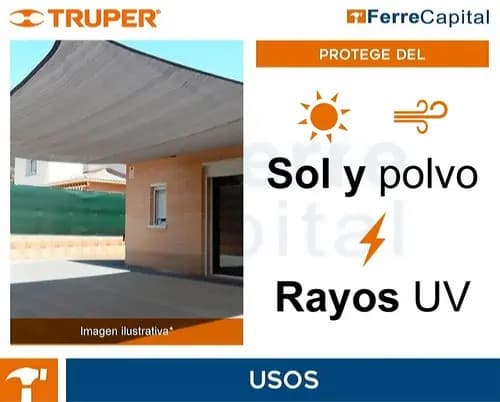 Lona Reforzada, 3 X 5 M, Gris Truper 10771 Plateado