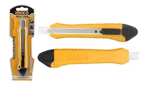 Cutter De Seguridad Ingco Con Mango De Plástico Amarillo