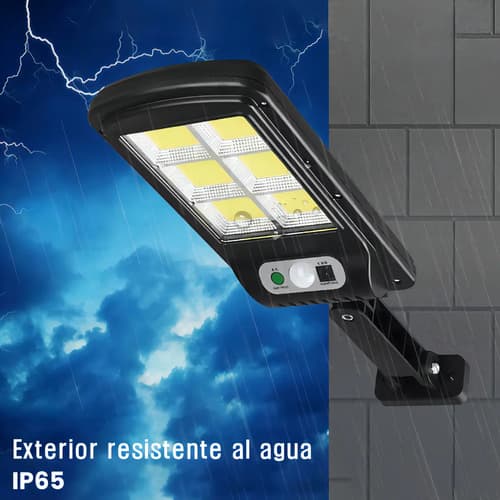 Foco Luz Exterior Solar 50w 120 Leds 6cobs Sensor Fotocelula Negro