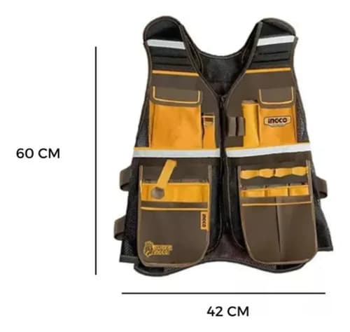 Bolso De Herramientas Ingco Htvt09028 + Hbp01028 Con Capacidad De 8kg Marrón