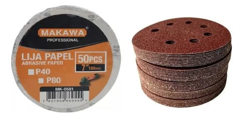 Lijas Velcro Makawa Mk-0581 Discos Óxido De Aluminio Grano 40 Pack 50 Unid