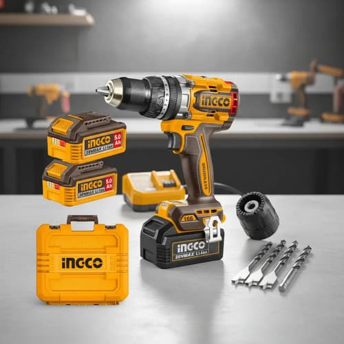 Taladro Percutor 166nm 20v Ingco + 2 Bat 5.0ah + Cargvalija Naranja Claro