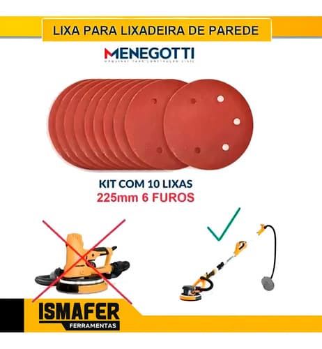 Kit Con 10 Lijas De 225 Mm, Grano 60, Para Lijadora De Jirafas