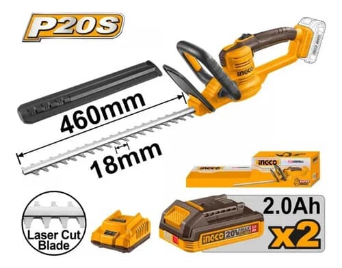 Corta Cerco A Bateria 20v Con 2 Baterias 2.0ah Y Cargador Ingco