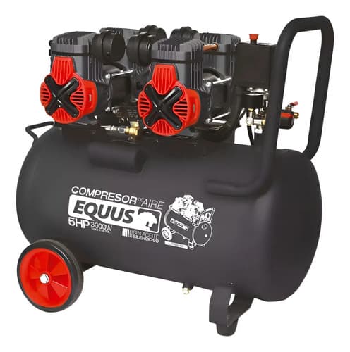 Compresor Sin Aceite Silencioso 5 Hp 100l Equus Monofasico Negro Monofásica