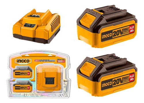 Set X 2 Baterias 20v 4amp + 1 Cargador Ingco Fbcpk1424