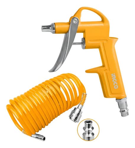 Set Pistola Neumática Ingco De 5 Piezas Para Pintar Naranja Claro