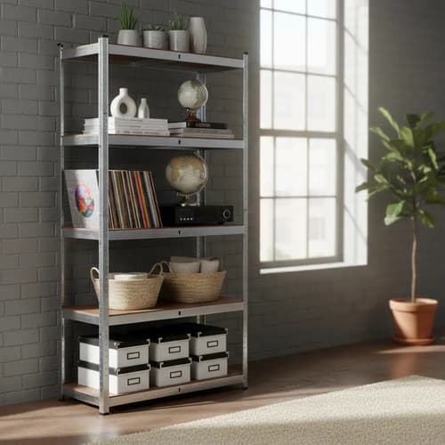 Estanteria Metalica Encastrable 200 Cm - Estantes En Mdf Gris Claro
