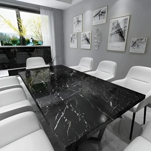 Vinilo Marmol Negro Autoadhesivo 60x300cm Para Mesada Cocina Y Pared