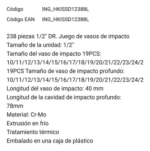 Set X38 Dados De Impacto 1/2  Cr-mo En Valija Ingco