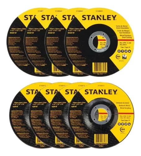 Kit Amoladora+ 10 Discos Stanley Sg7115v10b2c Corte-desbaste Color Amarillo