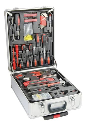 Kit De Herramientas 186 Piezas Valija De Aluminio Set Comple Rojo