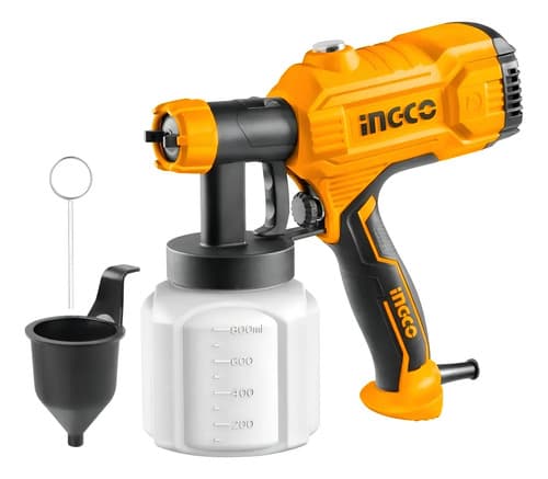 Pistola Gravedad Eléctrica Para Pintar 450w Ingco 800ml Naranja