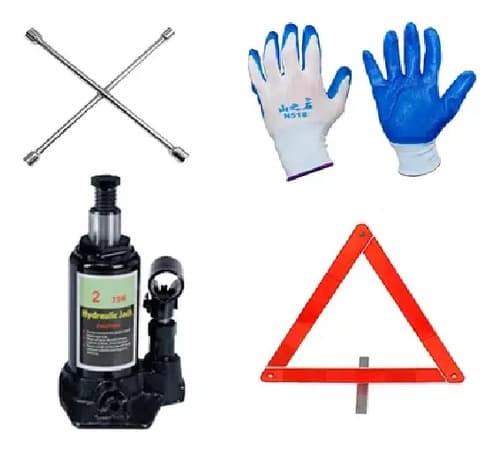 Kit Auto | Llave Cruz + Gato Botella 2tn. + Baliza + Guante