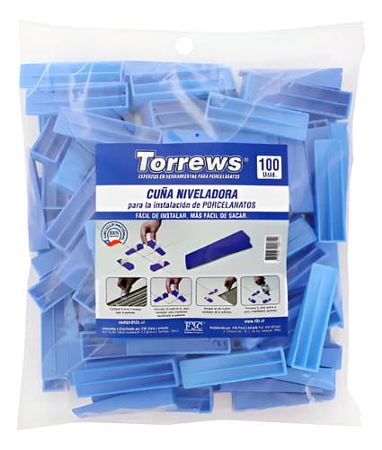 Cuñas Niveladoras Torrews De Plástico, Pack De 100 Unidades Azul